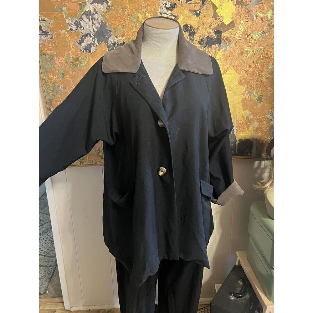 Via Ripatti Designs Womens OS Swing Coat 100% Silk Art to Wear Black Brown Lined